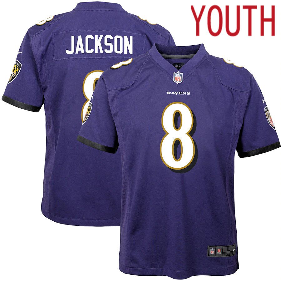 Youth Baltimore Ravens 8 Lamar Jackson Nike Purple Game NFL Jersey